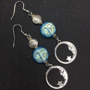 Czech glass moon earrings